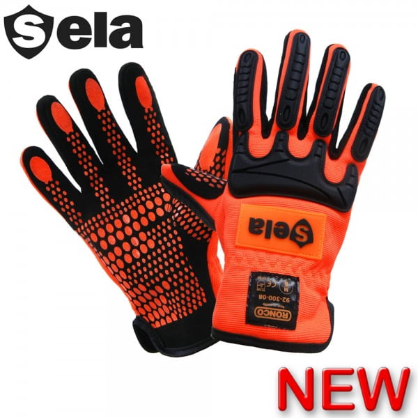 SELA 92-300 Impact Resistant Gloves Hi-Viz Orange, Regular