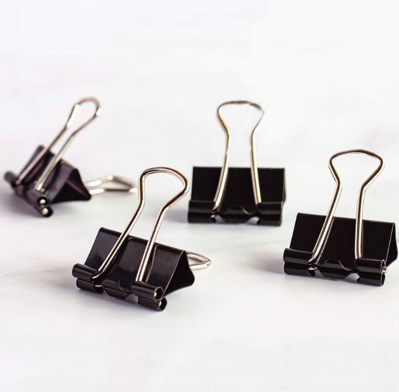 Binder Clips - Small - 3/4 wide, 3/8 capacity- 12/pk-Soft Clam Shell_