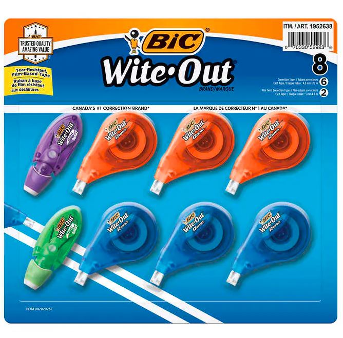 BIC Wite Out Brand EZ Correct Correction Tape 472 White Pack Of 2